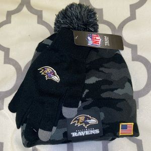 Baltimore Ravens Camo Hat and Glove Gift Set NWT OSFM